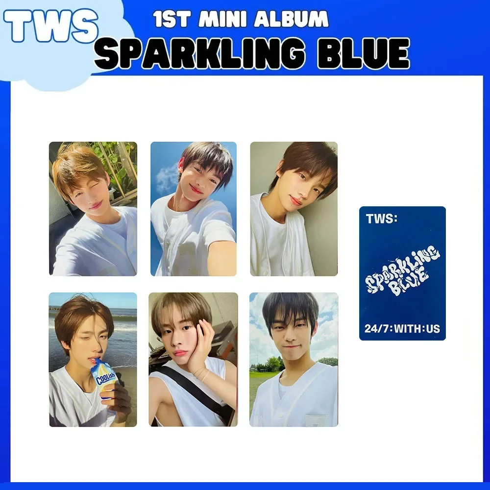 6pcs/Set Kpop TWS 1st Mini Album Sparkling Blue Photoard DOHOON Lucky Draw LOMO Card Shinyu Hanjin Kyungmin Fan Collection Gift