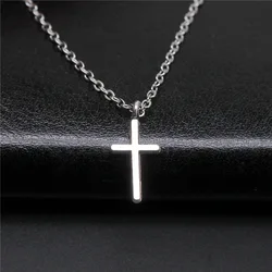 Simple Classic Fashion 17x8mm Antique Silver Color Small Cross Mini Cross Pendant Women Short Chain Necklaces Choker Necklace