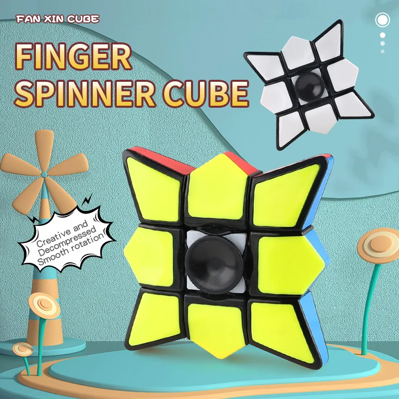 Kids Puzzle Toy Creative Fun Finger Gyro Magic Cube Rotation Fingertip Gyro Stress Relief Toys 2-in-1 Magic Cube Toy Gifts