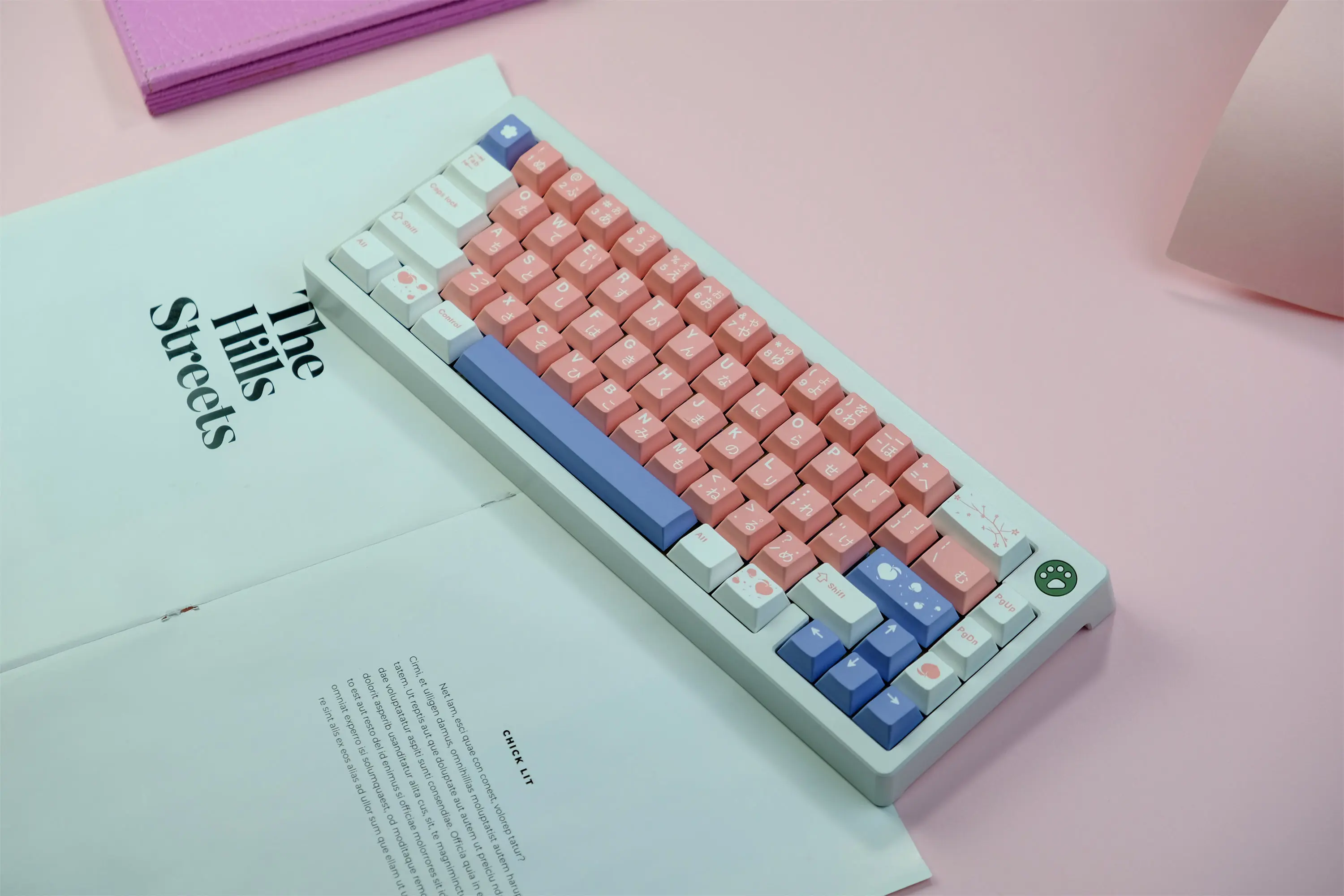 GMK Peach Blossom Keycap, 129 teclas, PBT Keycaps, perfil cereja, DYE-SUB, teclado mecânico personalizado