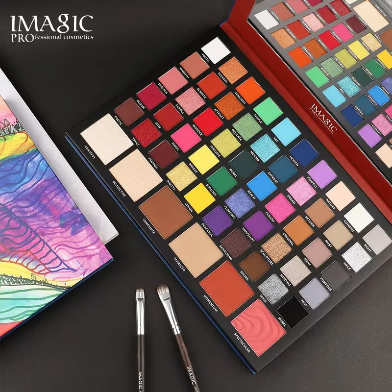 Palette di ombretti da 56 colori Glitter Pigmenti cosmetici vegani senza crudeltà impermeabili per il trucco degli occhi