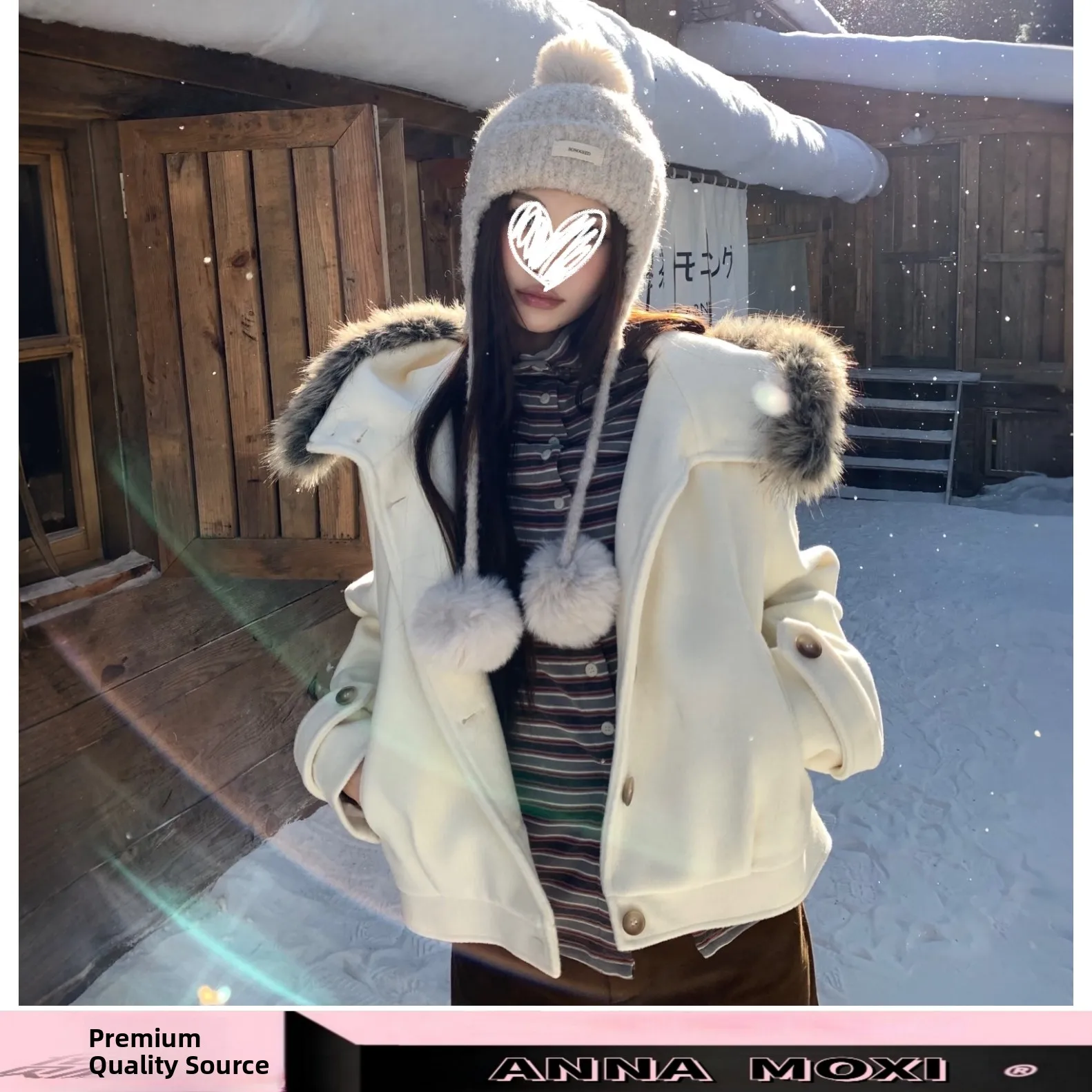 Women's Thickened Warm Woolen Jacket with Hood Loose Fit Button up Casual Style Polyester Fiber Short Length Coat