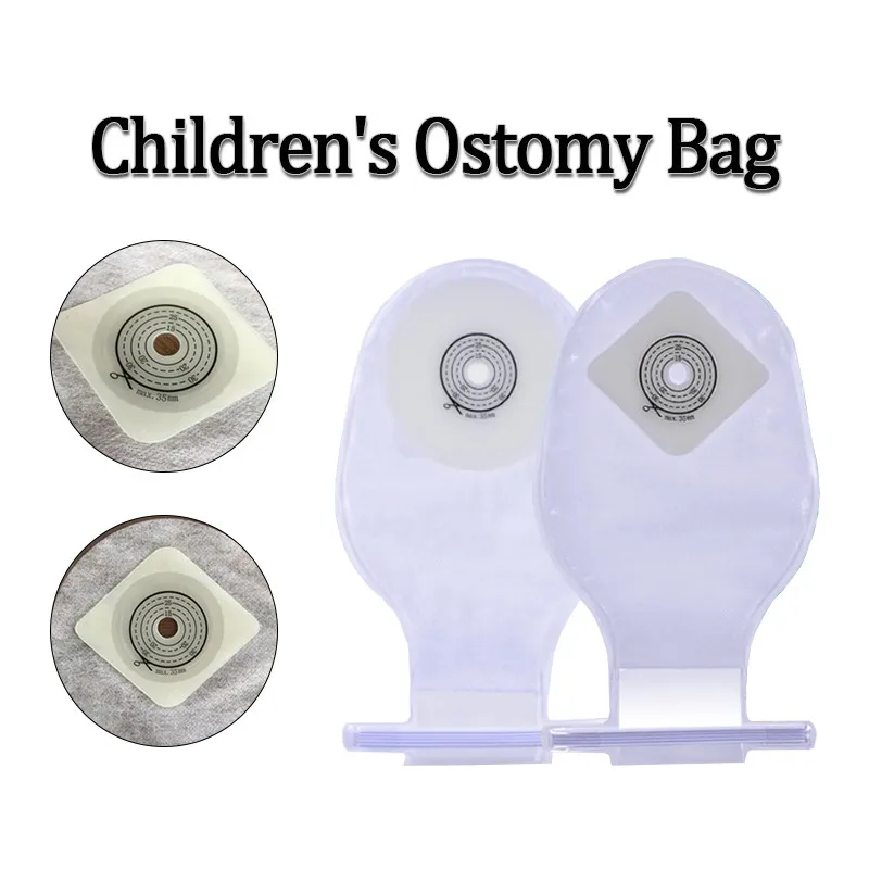 10Pcs One-Piece Children Ostomy Bags Drainable Pouches for Colostomy Ileostomy Stoma Care Drain Valve Disposable Colostomy Bags