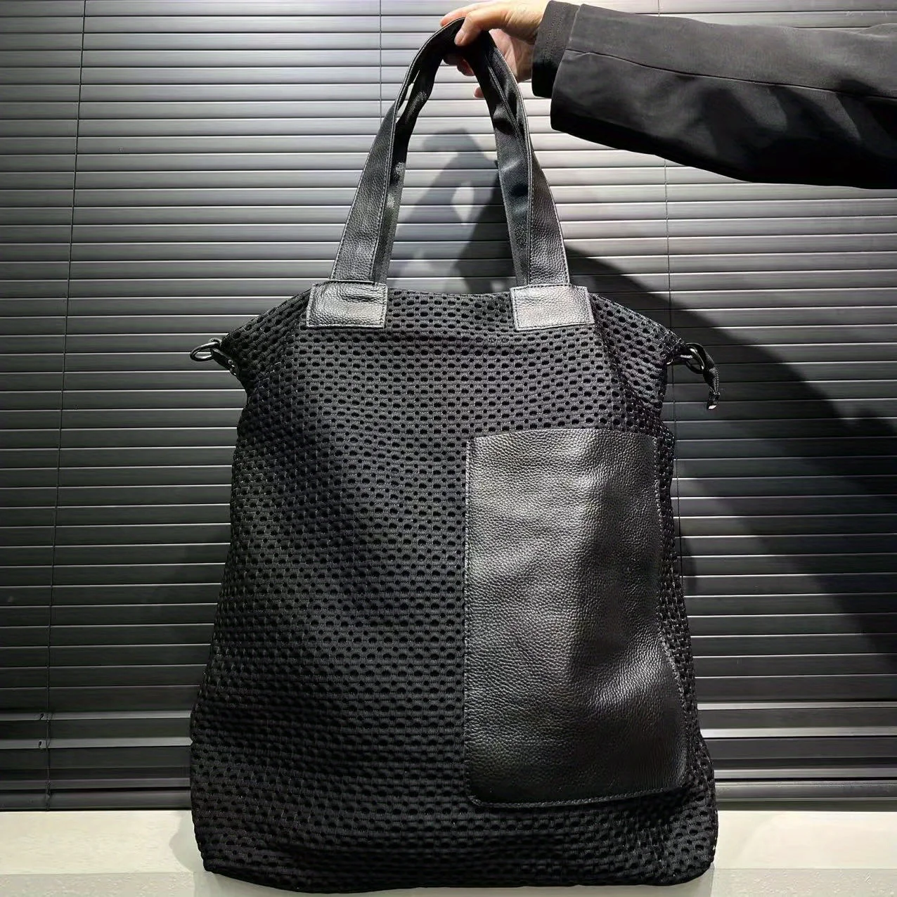 Ladies' fashionable large capacity mesh spliced shoulder bag, oversized front pocket Y2K retro street style city bag