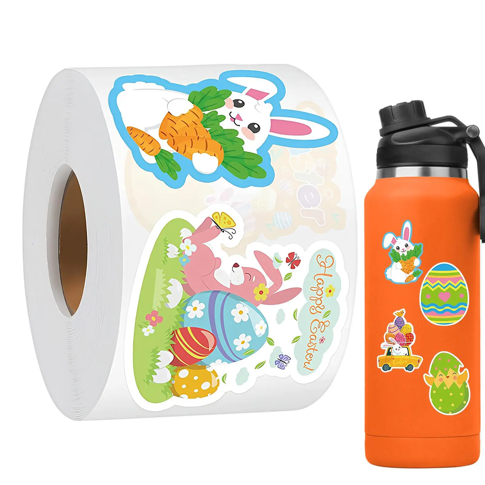 

Рулон пасхальных наклеек, 500 штук, самоклеящиеся наклейки с кроликами, 8 дизайнов, водонепроницаемые наклейки с пасхальными кроликами в рулоне для конвертов и открыток