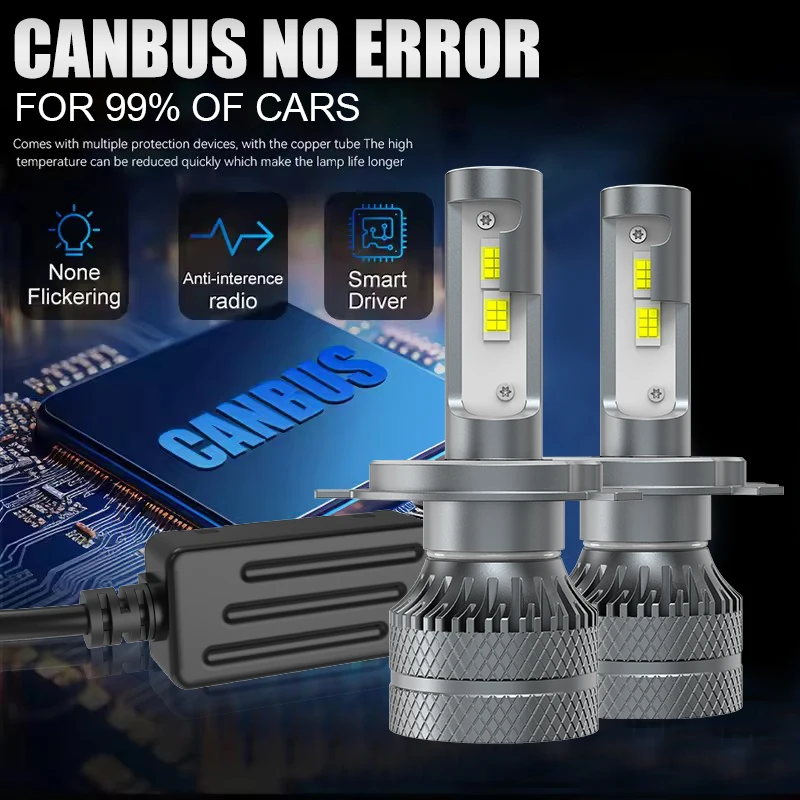 مصابيح أمامية H4 LED، أكثر إشراقاً بنسبة 600% مقاس 1:1 9003 لمبات LED، توصيل وتشغيل لمبات HB2 6500K أبيض بارد، مقاومة للماء IP68، عبوة من 2 #2