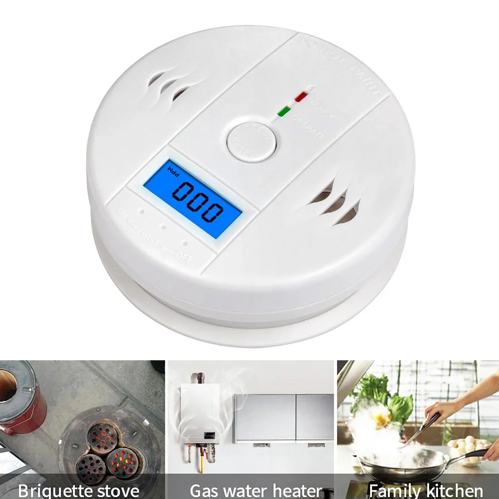 High Sensitive LCD CO Sensor Work Alone 85dB Warning Siren Sound Independent Carbon Monoxide Poisoning Warning Alarm Detector