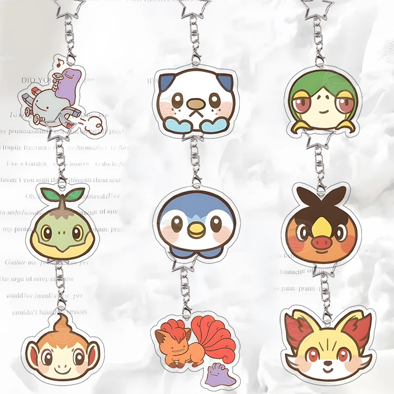 Magnemite Acrylic Keychain Oshawott Exquisite Student Snivy Anime Cartoon Decor Turtwig Keyring Accessories Festival Gift