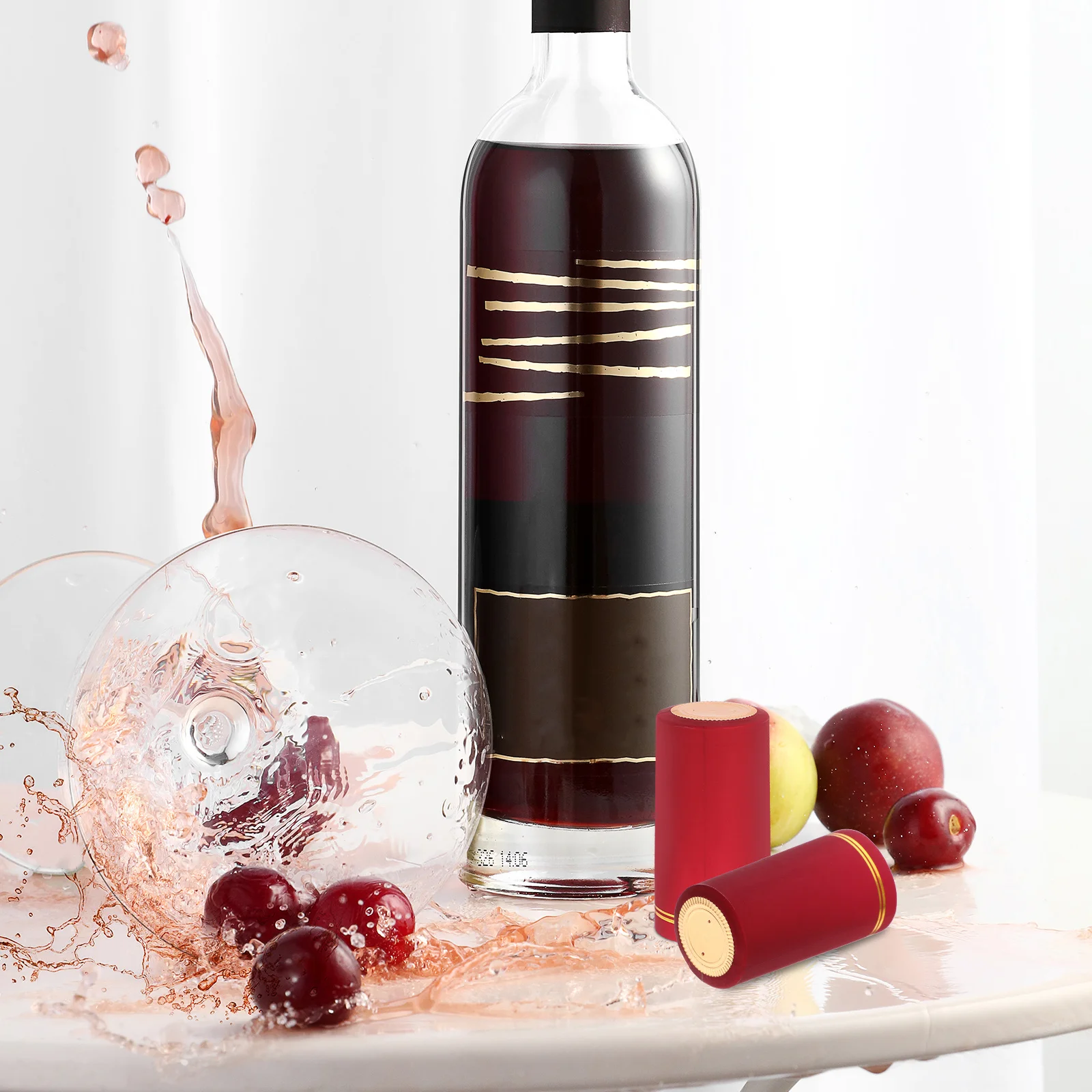 

60pcs Shrink Capsules Heat Resistant Bottle Sealer Red Stopper Disposable Shrink Wrap For Wine Preservation Wine Bottle