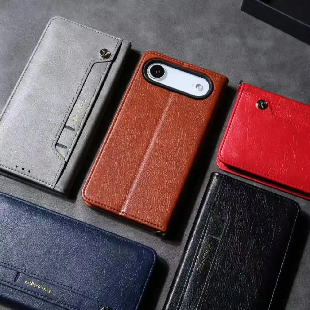 الأعمال الجلود المغناطيسي محفظة قلابة الحال بالنسبة آيفون الهواء 17 16 15 14 13 برو ماكس مكافحة الإفلات محفظة حامل بطاقة الغطاء الواقي #6