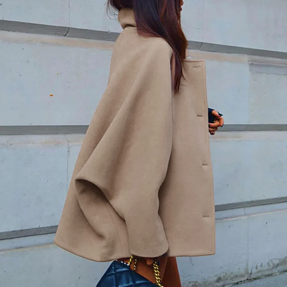 معطف نسائي شتوي كاجوال بنمط عناصر زخرفية ملابس علوية مريحة للطقس البارد