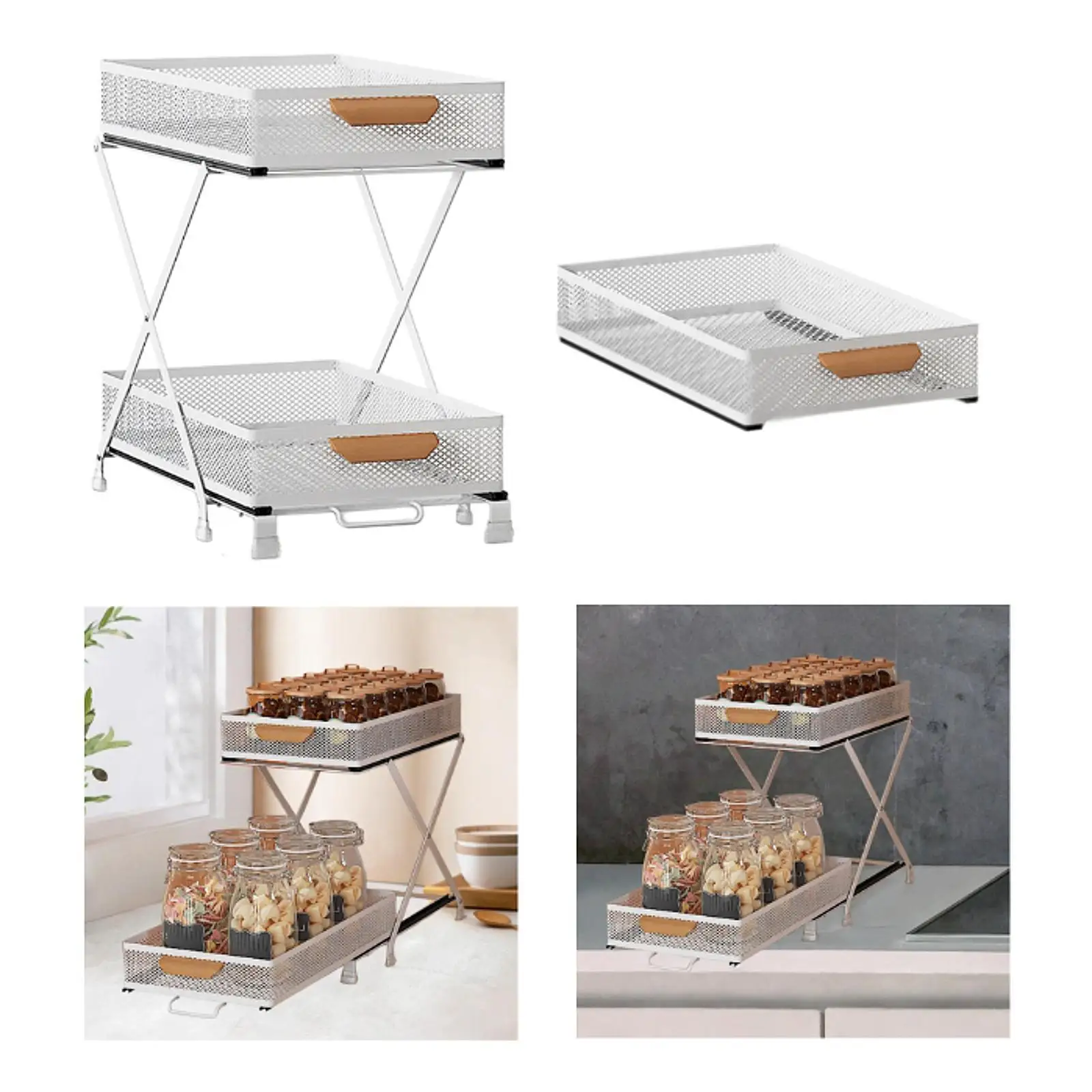 Pull Out Cabinet Organizer Slide Out Spice Rack for Kitchen Bathroom Cabinet