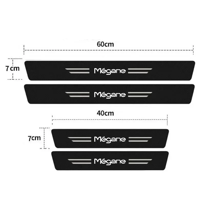 Luminous Carbon Fiber Car Door Threshold Sill Scuff Plate Decals Protector Stickers Pedal Guards Strip for Megane Logo