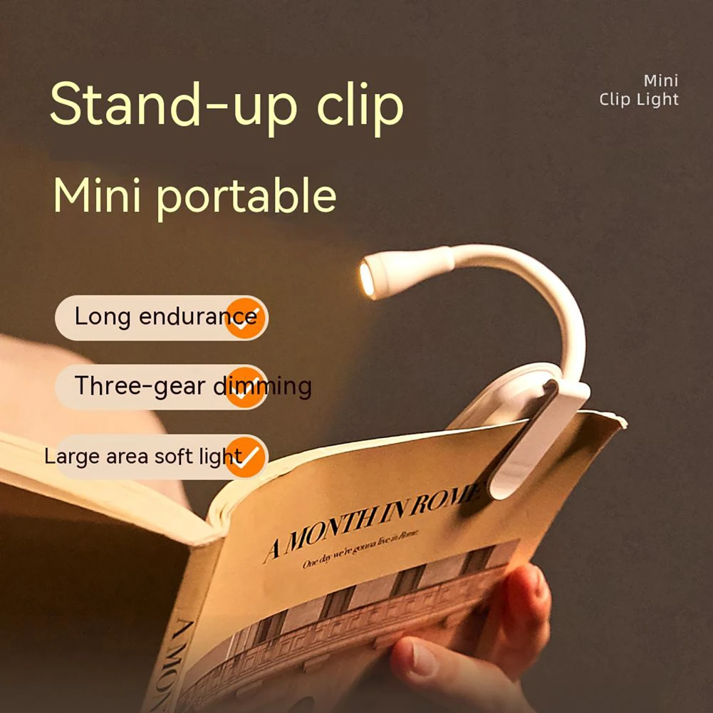 

3W Led Book Light Clip Lamp Desk Lamp Usb Rechargeable Night Light 3-color Stepless Dimmable Student Reading Light