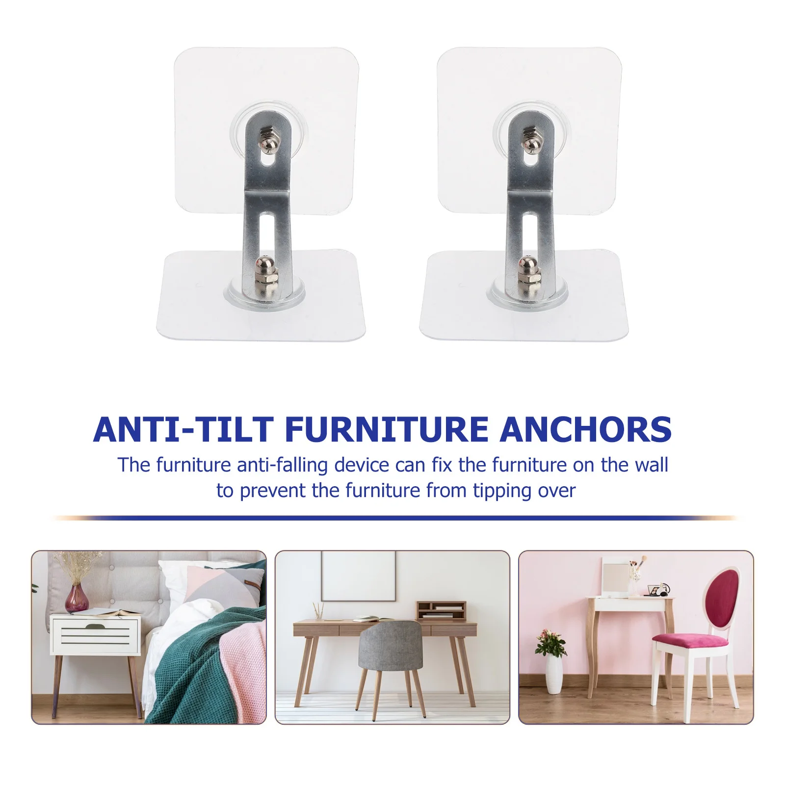 

2 set Anti-Tip Furniture Anchors No Drill Safety Straps For Cabinets Drawers Wardrobe Child Proofing Home Use Furniture Anchors