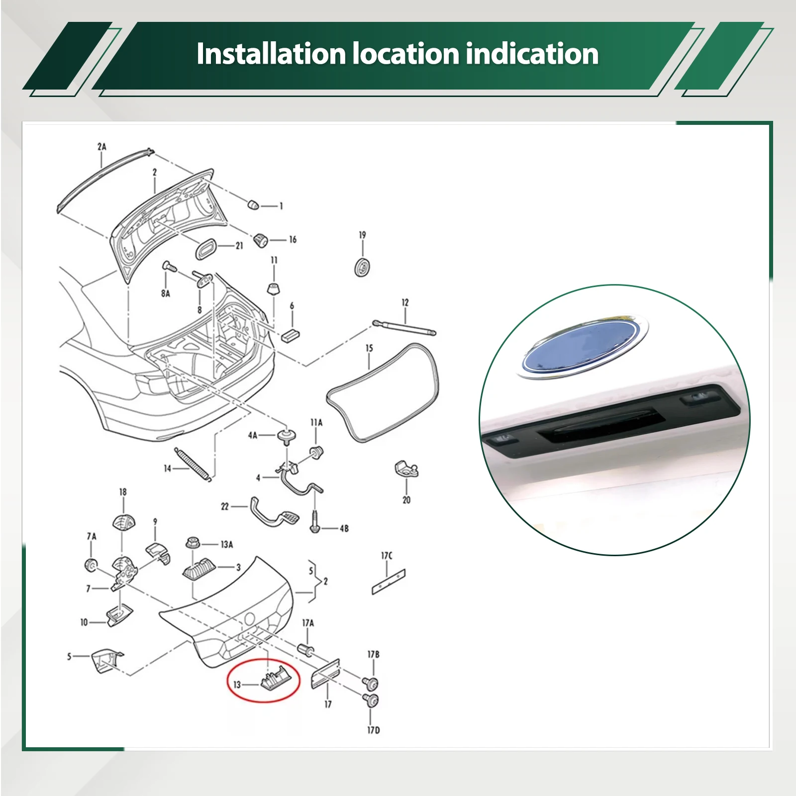 

For Ford Fiesta VII Focus ST 2012-2018 Car Boot Tailgate Handle Trunk Handle Switch Automotive Parts F1EB-19B514-AE F1EB19B514AE