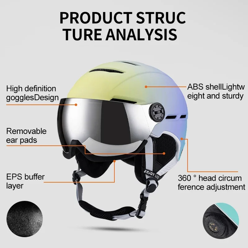 Eastinear óculos de neve integrado capacete de esqui adulto homem e mulher ao ar livre esportes radicais meio coberto capacete de segurança equipamentos de esqui