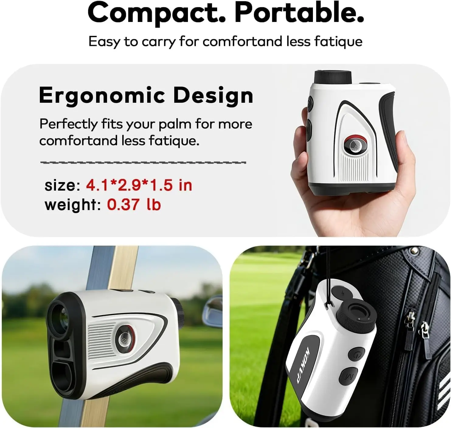KOKVP Golf Rangefinder 7X 905nm 1200 Yard Multifunctional Rangefinder Monocular Telescope with Slope Compensation Flag Lock Vibration USB Rechargeable for Golfer and Outdoor Measuring view 7