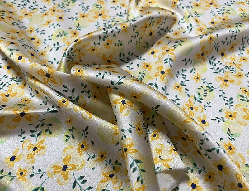 Designer Cloth 19 Momme Wide Real Silk Spandex Silk Satin Clothing Fabric Multi-Color Inkjet Silk Fabric Dress