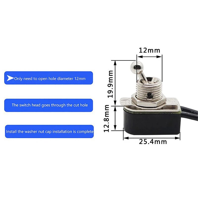 1PC AC 250V 3A On/Off Prewired Standard Toggle Switch With Wire Cable Contacts Switch Electrical Equipment Accessories image 3