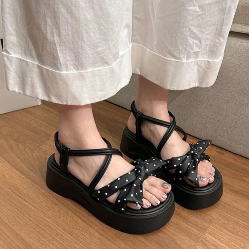 

2026 Summer New Women Bow Sandals Women's Sandals Fashion Peep Toe Platform Casual Slippers for Sandals