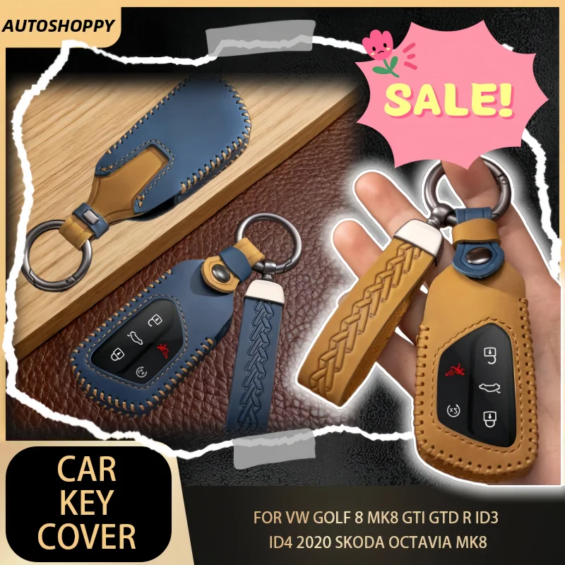 

5 Button Car Key Case for VW Golf 8 Mk8 GTI GTD R ID3 ID4 2020 Skoda Octavia MK8 Remote Car Key Cover Keychain Accessories