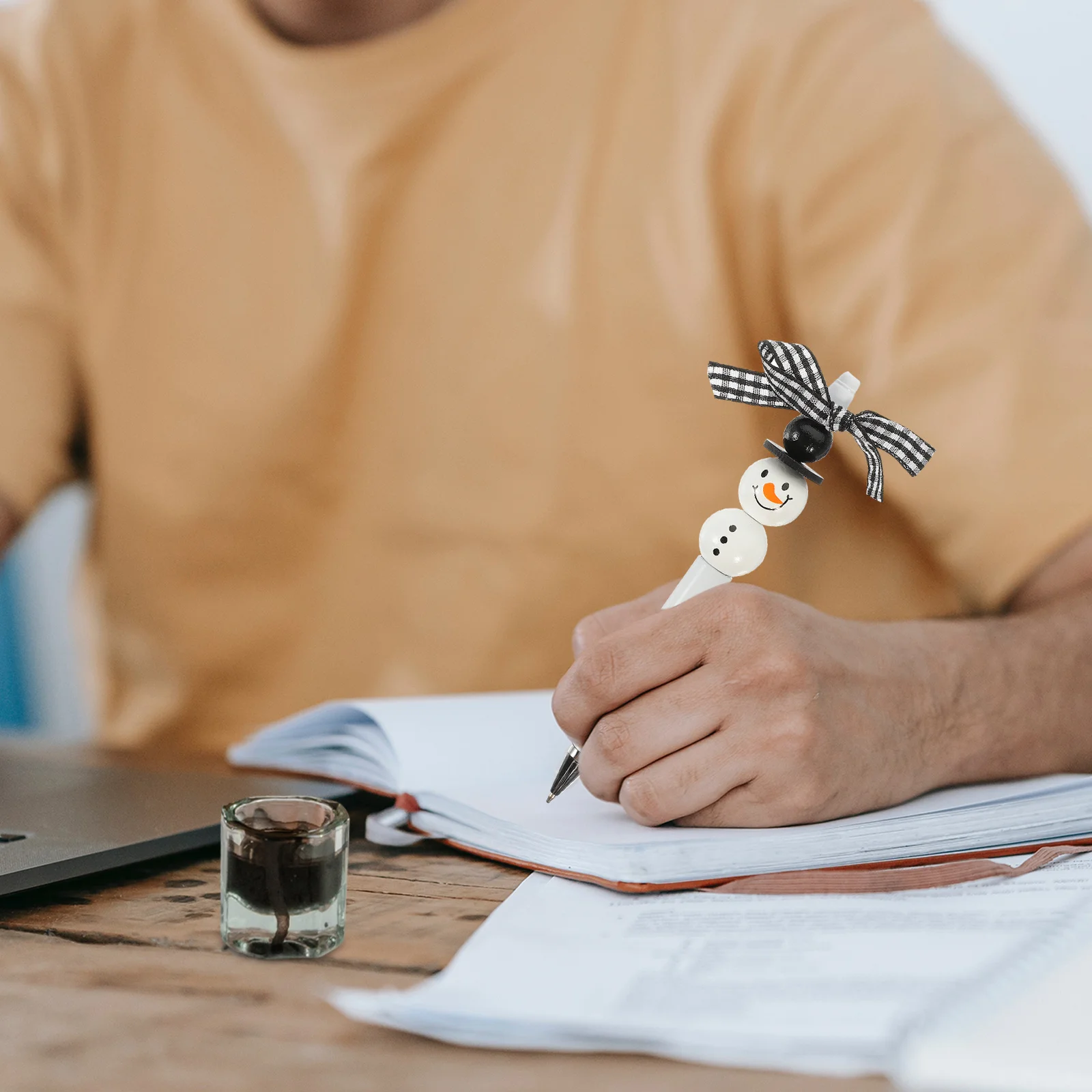 

1 Set Of Beadable Pens Ballpoint Pen For Adult Teens Ergonomic Portable Writing Tool Wood Polyester Smooth Writing Fun