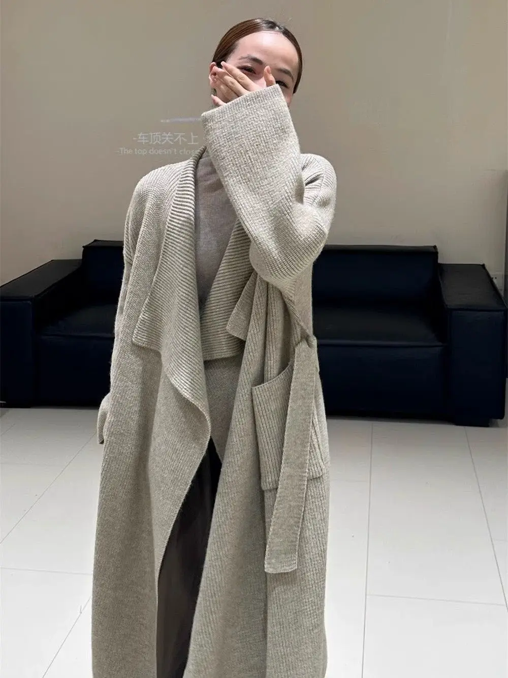 2025 가을/겨울 신상 여성 니트 가디건 루즈핏 타이 니트 스웨터