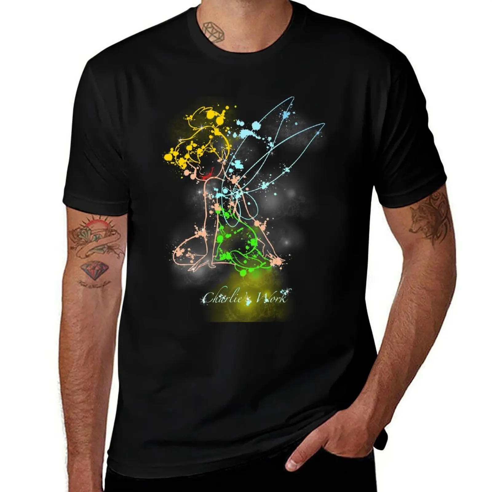 

Painting tinkerbell T-Shirt luxury clothing labubu korean fashion anime figures valentines clothes men graphic t shirts