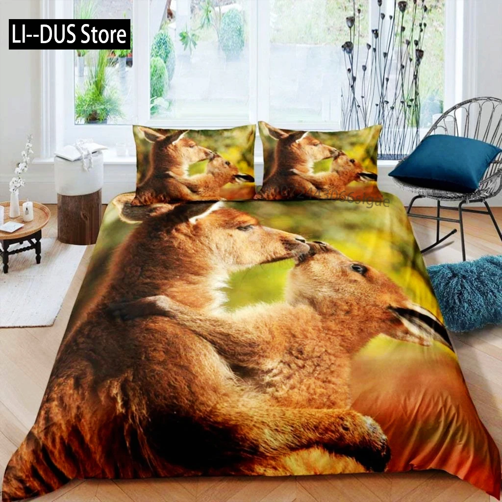 

Kangaroo Duvet Cover Polyester Boho Tortoise Fish Colourful Tie Dye Quilt Cover Paisley Animal Theme Bedding Set Queen King Size