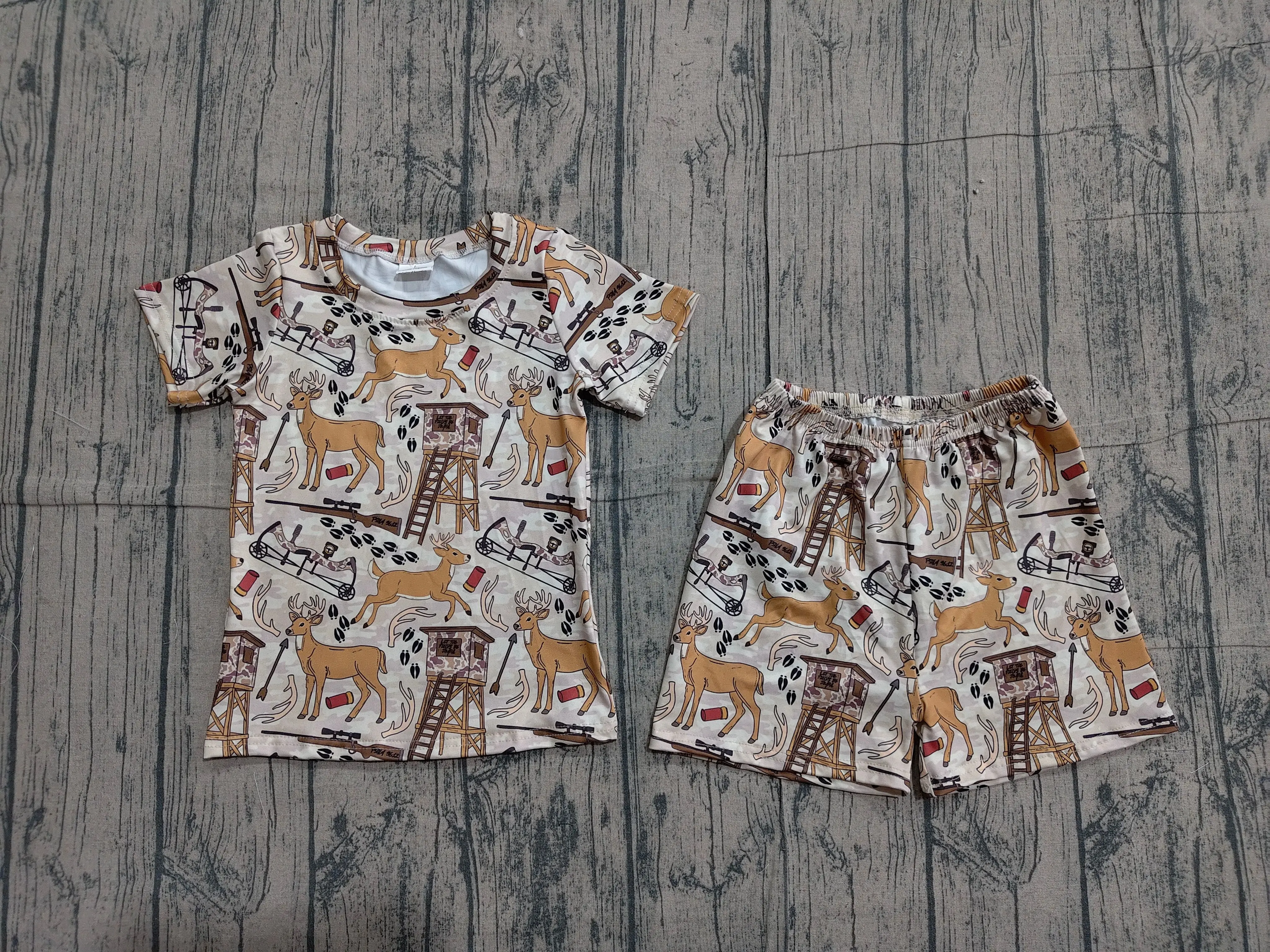 Wholesale Children Boys Short Sleeves Deer Shirt Stars Shorts Summer Set Toddler Pajamas Baby Boy Clothes Sleepwear Outfit
