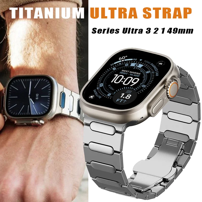 

Luxury Titanium Alloy Strap for Apple Watch Ultra 3 2 1 49mm Metal Band For iwatch Series 11 10 9 8 7 6 5 SE 46MM 45MM 44MM 42MM