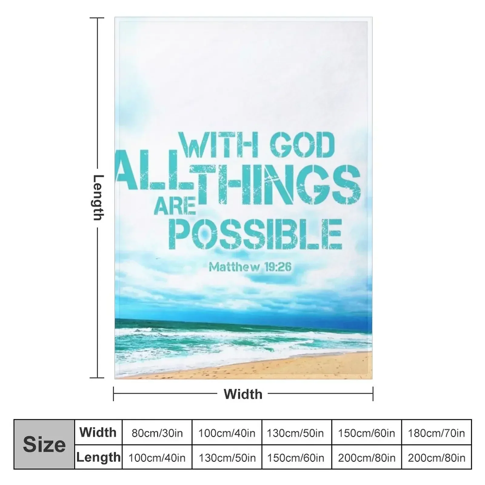 With God, All Things Are Possible (With Text) Matthew 19:26 Throw Blanket Bed Nap Warm decorative Bed linens Blankets