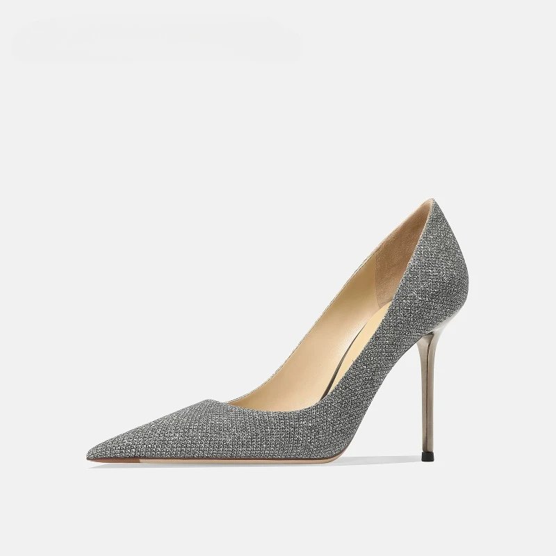 

Fashion Same High Heels Women's Thin Heels Sequined Wedding Shoes Banquet Dress Women's Single Shoes
