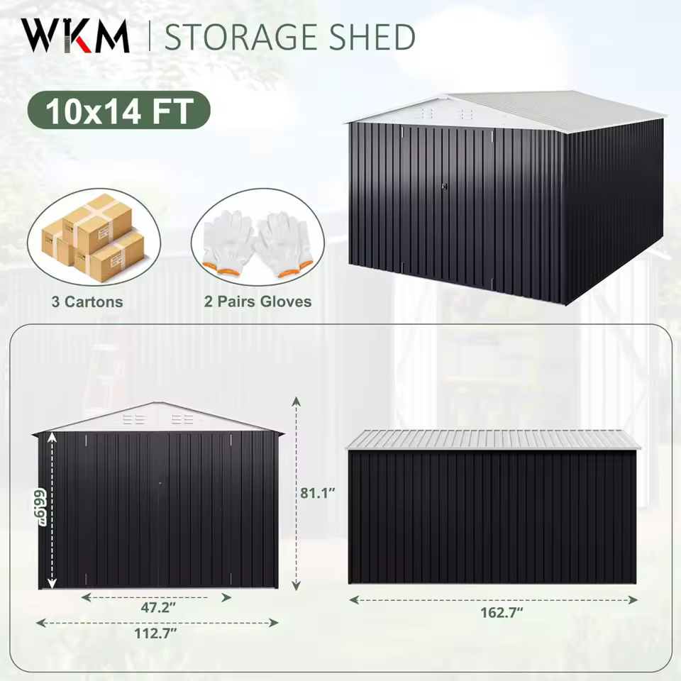 Black 10x14 Metal Outdoor Storage Shed image