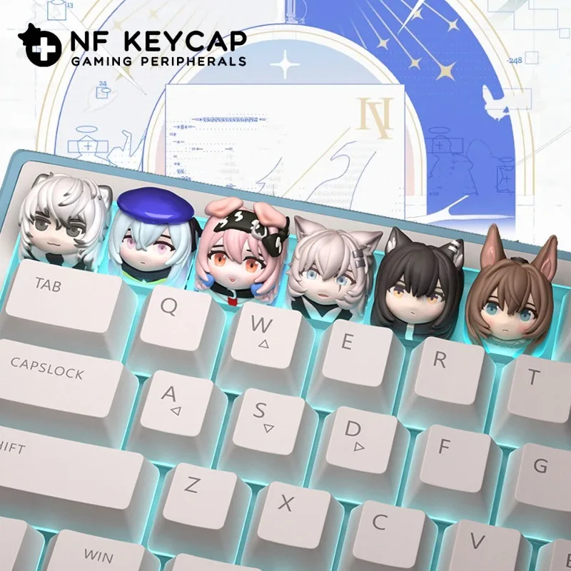 

Серия Arknights, милые колпачки для клавиш с рисунком, на заказ, мультяшная анимация, смола, 3D колпачки для механической клавиатуры, игровые украшения, подарки
