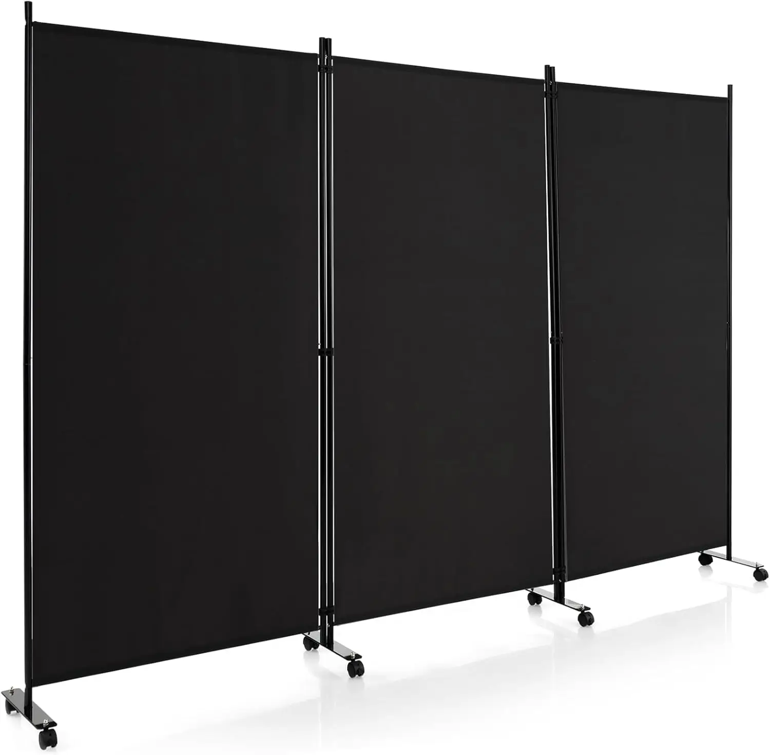 3 Panel Room Divider with Wheels, 103''W x 71''H Folding Privacy Screen, Rolling Partition Room Dividers for Home Office Studio