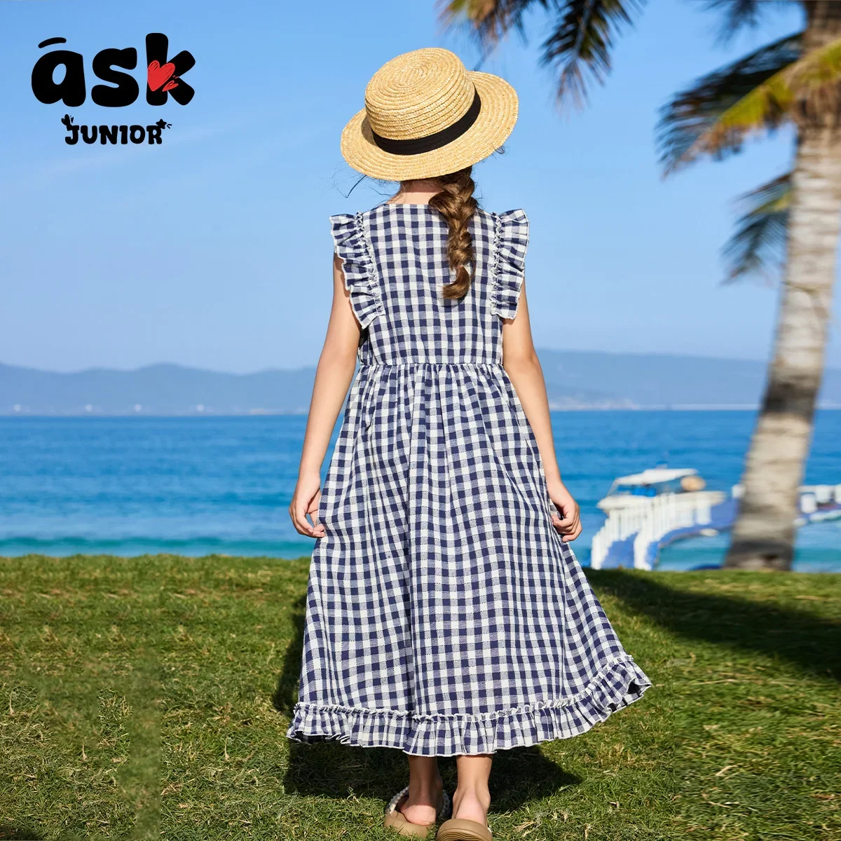 اسأل فستان صيفي كاجوال للفتيات الصغيرات منقوش بألوان متباينة #2