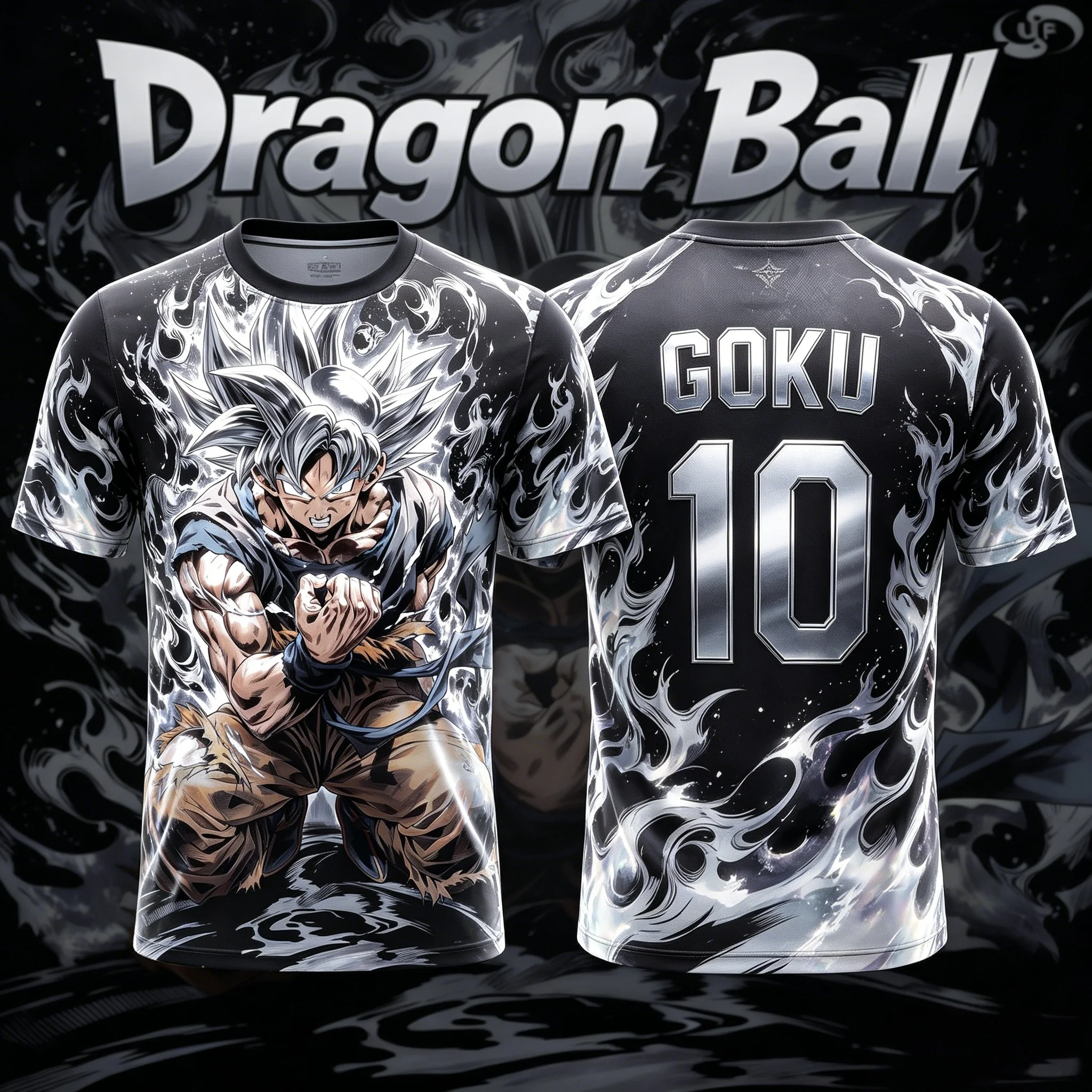 Dragon Ball Ultra Instinct Goku No11 White Ink Splash Manga Print Men Soccer Jersey Quick Dry Anime Sports Breathable T-Shirt view 4