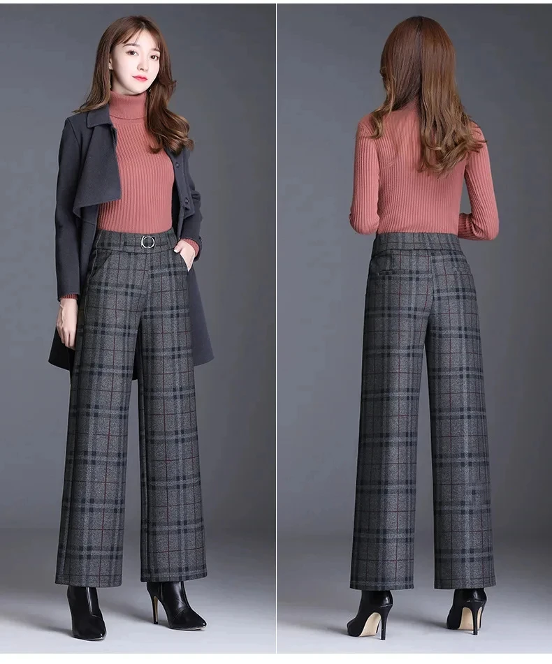 new autumn winter office lady Fashion casual plus size brand female women girls thick warm snow wear wide leg pants