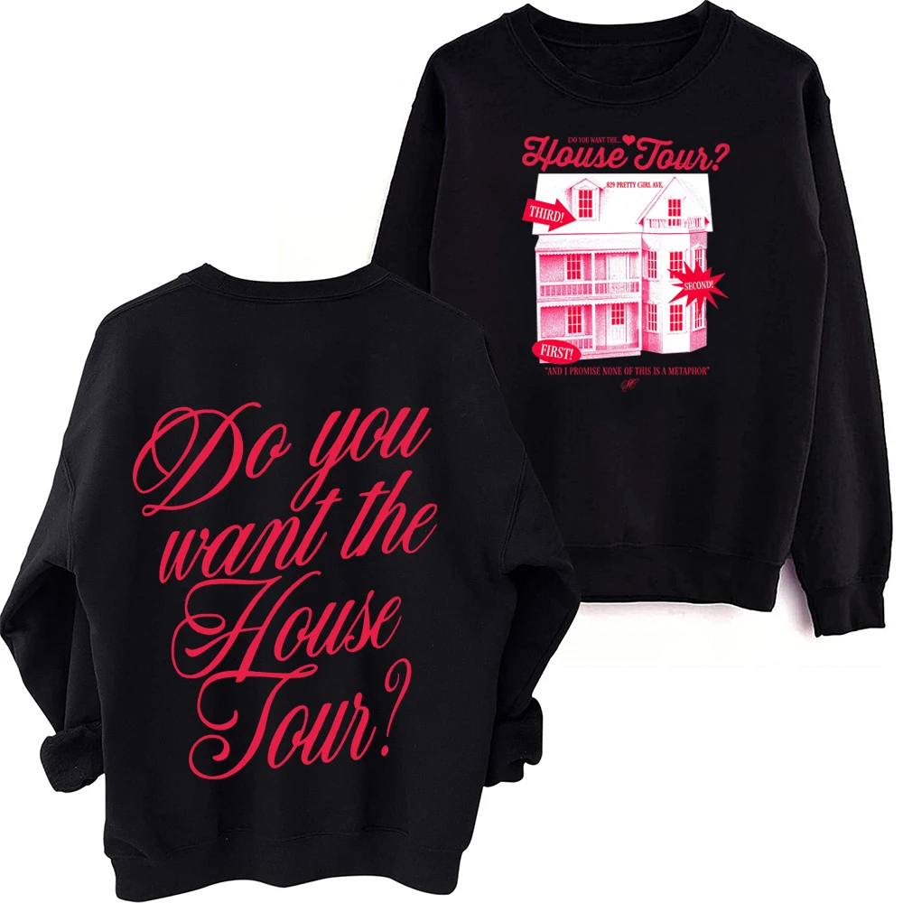 سويت شيرت سابرينا كاربنتر هل تريد جولة البيت هاراجوكو بياقة دائرية وأكمام طويلة وغطاء للرأس كبير الحجم #1