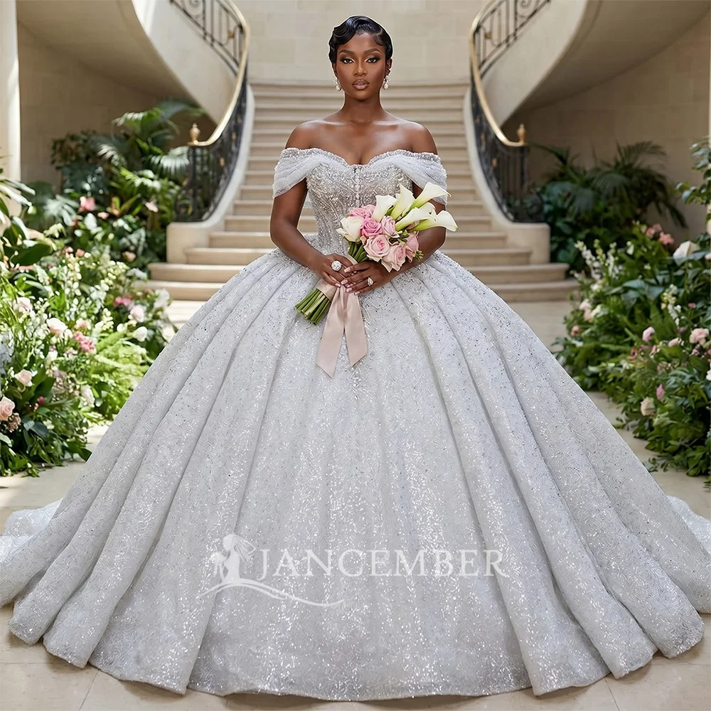 

Customized Ball Gown Wedding Dresses 2026 for Women Beading Rhinestones Organza Bridal Gown Court Train Vestido De Noiva