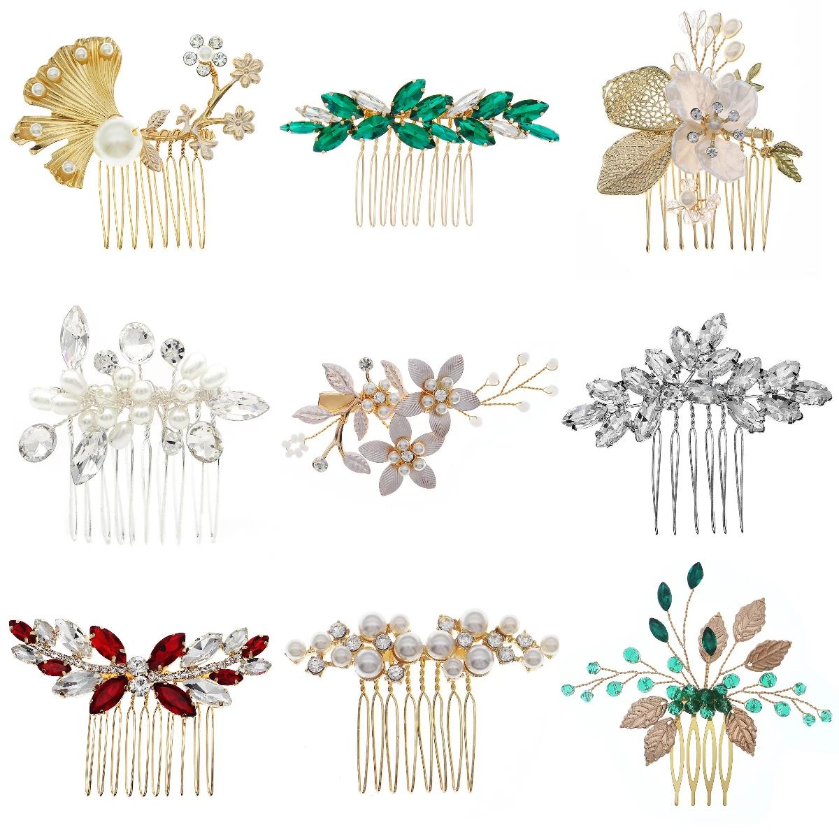 Fashion Crystal Pearl Bride Hair Comb Headwear  Rhinestone Bride Hair Clip Headbands Accessories Jewelry for Women