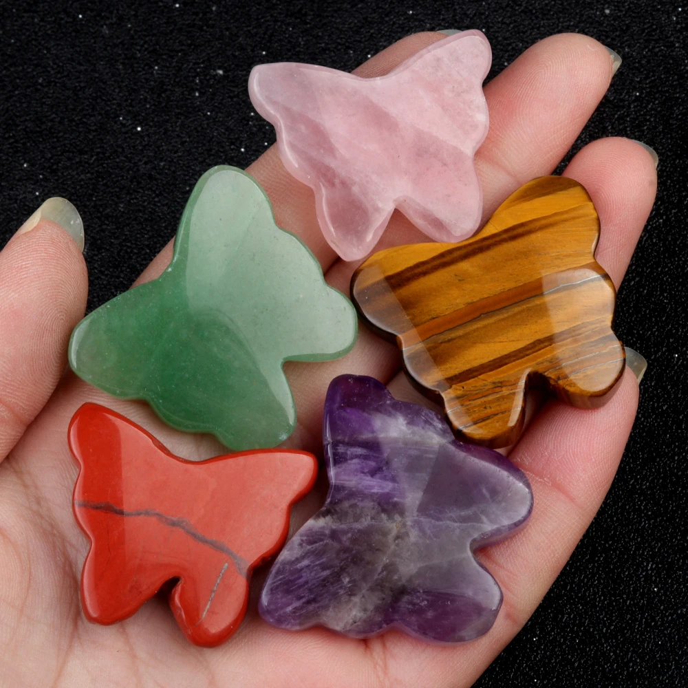 1pc Crystal Agate Natural Stone Butterfly Shape Ornaments Charming Tabletop Decoration Stone Home Crafts Accessories Gifts