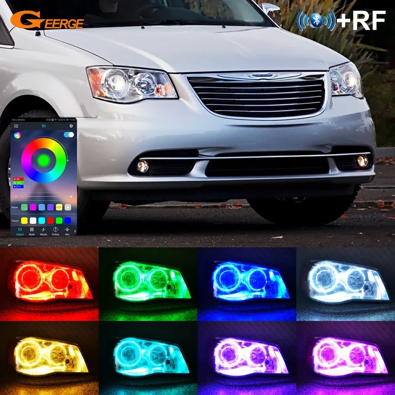 

For Chrysler Town Country 2008 2009 2010 2011 - 2016 Bluetooth APP Multi-Color Ultra Bright RGB LED Angel Eyes Kit Halo Rings