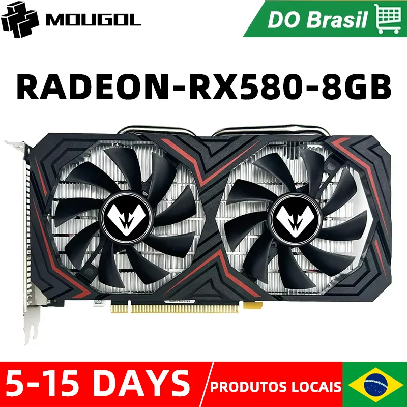 

MOUGOL Full New AMD Radeon RX580 8G Gaming Graphics Card GDDR5 256Bit HDMI DP Radeon GPU 8Pin for Desktop Computer Components