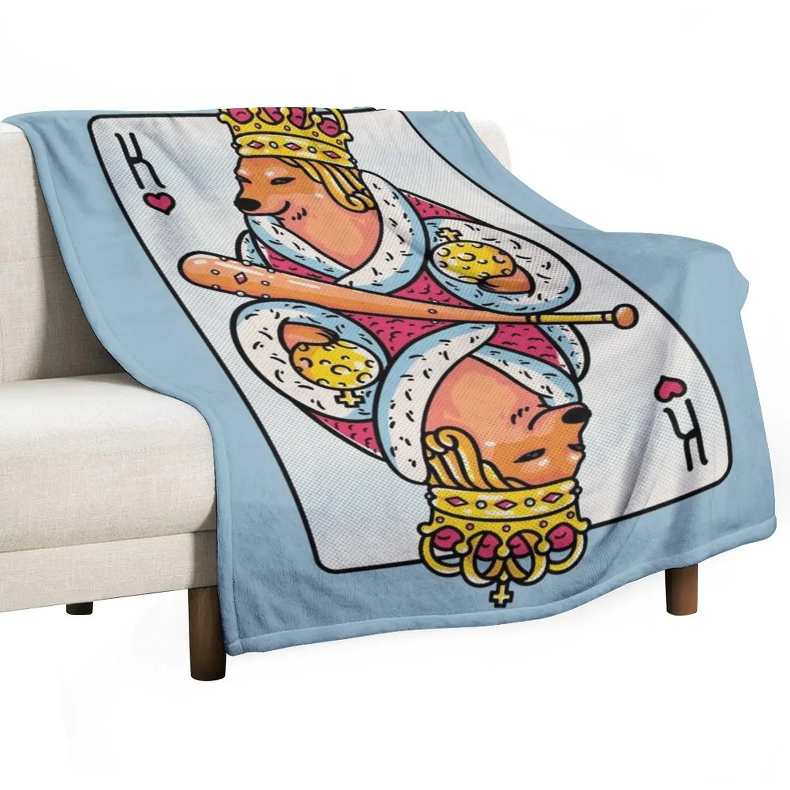 Cheems - بطاقة لعب King 2 King of Hearts Shibe Shiba Inu أحمق وغير مميزة Cheemzilla مضرب بيسبول رمي بطانية #1