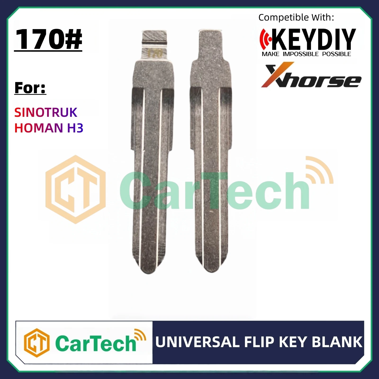 

170# Uncut Flip Blank Key Blade for KEYDIY KD XHORSE VVDI Universal Remote Fit SINOTRUK HOMAN H3 Heavy Duty Truck Lorry