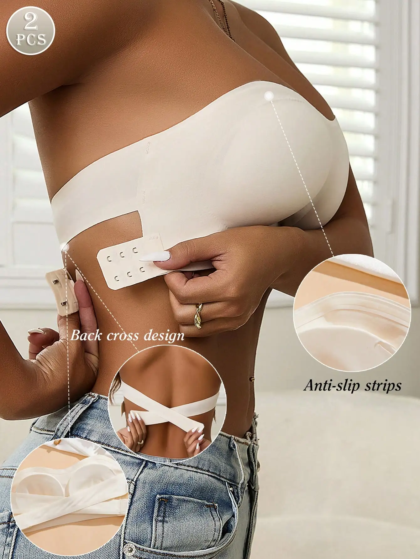 

2 шт. женский бесшовный нескользящий спортивный бюстгальтер крест-накрест, сексуальный бюстгальтер с боковой застежкой, бюстгальтер без бретелек, удобный беспроводной бесшовный