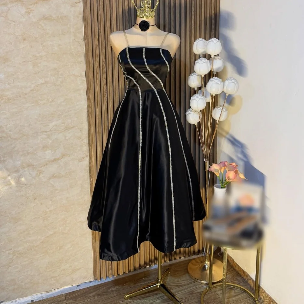 

Customized Charmeuse Sequined Strapless A-line Midi Dresses Bespoke Occasion Party Gown Classic Elegant High Quality